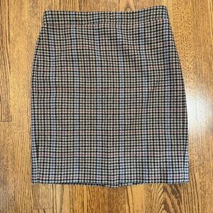 J.Crew Mercantile Mini Skirt Houndstooth Brown Blue Wool Blend Skirt Size 4